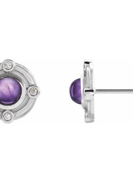 Sterling Silver Natural Amethyst & .03 CTW Natural Diamond Earrings