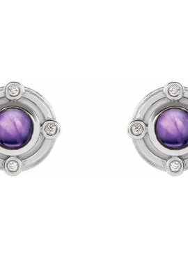 Sterling Silver Natural Amethyst & .03 CTW Natural Diamond Earrings