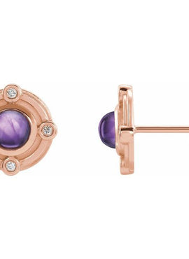 Sterling Silver Natural Amethyst & .03 CTW Natural Diamond Earrings
