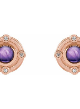 Sterling Silver Natural Amethyst & .03 CTW Natural Diamond Earrings
