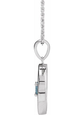 14K Rose Gold Natural Aquamarine & 1/4 CTW Natural Diamond Disc Pendant