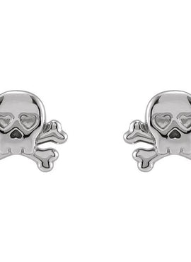 14K Yellow Gold Petite Skull & Crossbones Earrings