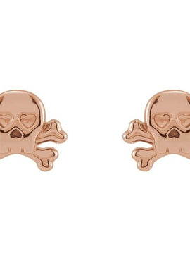 14K Yellow Gold Petite Skull & Crossbones Earrings