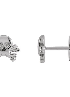 14K Yellow Gold Petite Skull & Crossbones Earrings