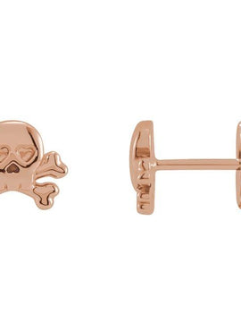 14K Yellow Gold Petite Skull & Crossbones Earrings