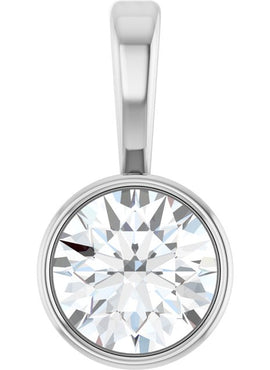 Sterling Silver .06 CT Natural Diamond Bezel-Set Solitaire Pendant