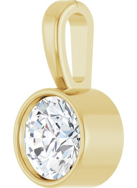 Sterling Silver .06 CT Natural Diamond Bezel-Set Solitaire Pendant