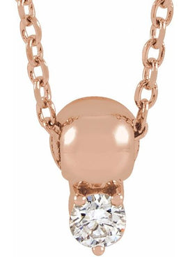 14K Yellow Gold 1/6 CT Natural Diamond Bead Pendant