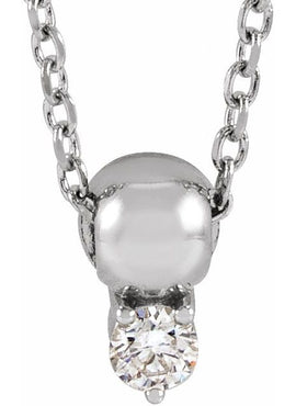 14K Yellow Gold 1/6 CT Natural Diamond Bead Pendant