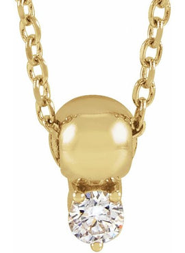 14K Yellow Gold 1/6 CT Natural Diamond Bead Pendant