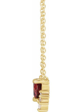 Sterling Silver Natural Mozambique Garnet & .07 CTW Natural Diamond 16