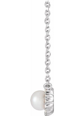 Sterling Silver Cultured White Akoya Pearl .06 CTW Natural Diamond Halo-Style 16