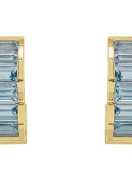 Platinum Natural Aquamarine Hoop Earrings