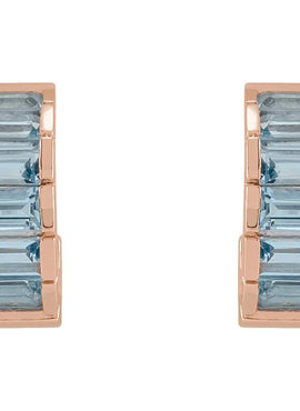 Platinum Natural Aquamarine Hoop Earrings