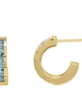 Platinum Natural Aquamarine Hoop Earrings