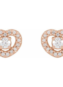 14K Yellow Gold 1/3 CTW Natural Diamond Heart Earrings