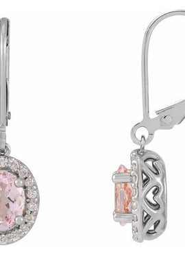 14K Rose Gold Natural Pink Morganite & 1/5 CTW Natural Diamond Earrings