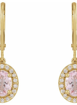 14K Rose Gold Natural Pink Morganite & 1/5 CTW Natural Diamond Earrings