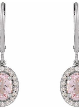 14K Rose Gold Natural Pink Morganite & 1/5 CTW Natural Diamond Earrings