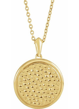 Sterling Silver 21.37x15 mm Beaded Disc Pendant