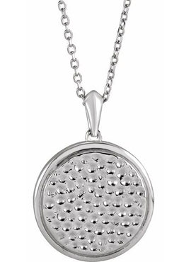 Sterling Silver 21.37x15 mm Beaded Disc Pendant