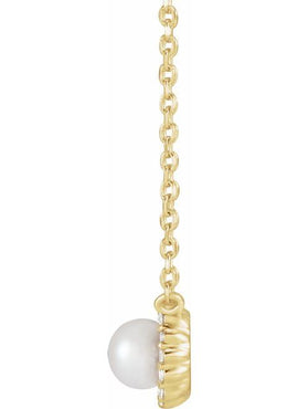 Sterling Silver Cultured White Akoya Pearl .06 CTW Natural Diamond Halo-Style 16