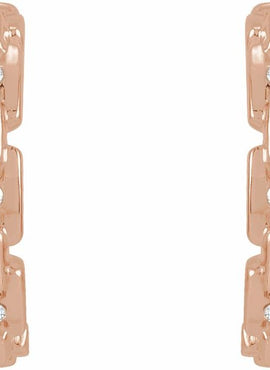 14K Yellow Gold .04 CTW Natural Diamond Chain Link 12.5 mm Huggies