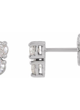 Sterling Silver 1/2 CTW Natural Diamond Two-Stone Earrings