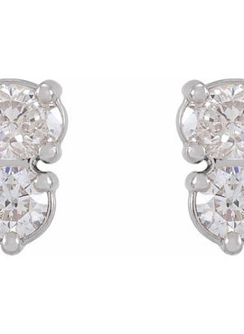 Sterling Silver 1/2 CTW Natural Diamond Two-Stone Earrings