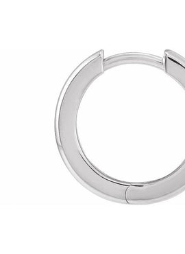 14K White Gold 9.5 mm Hinged Hoop Earrings