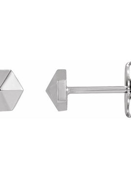 14K Rose Gold Hexagon Earrings