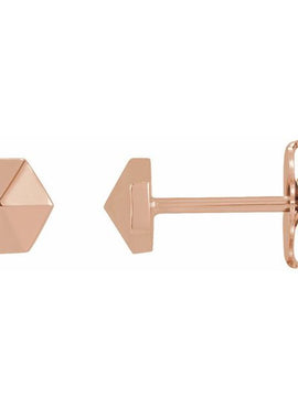 14K Rose Gold Hexagon Earrings