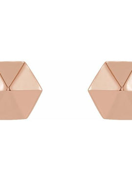 14K Rose Gold Hexagon Earrings