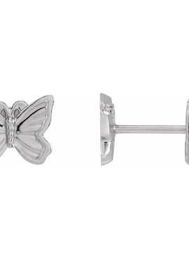 14K White Gold Petite Butterfly Earrings