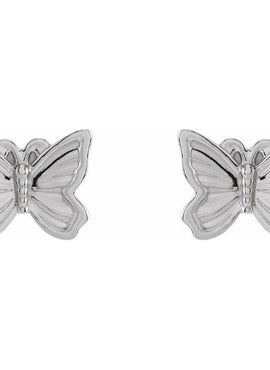 14K White Gold Petite Butterfly Earrings