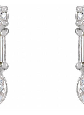 14K Yellow Gold 1/4 CTW Natural Diamond Multi-Shape Bar Earrings