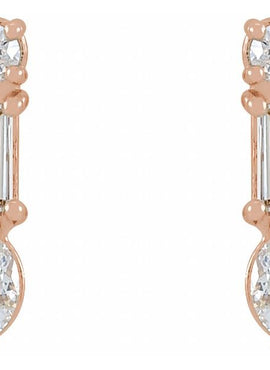 14K Yellow Gold 1/4 CTW Natural Diamond Multi-Shape Bar Earrings