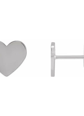 14K White Gold 8 mm Engravable Heart Earrings