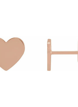 14K White Gold 8 mm Engravable Heart Earrings