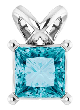 Sterling Silver 5 mm Round Natural London Blue Topaz Pendant