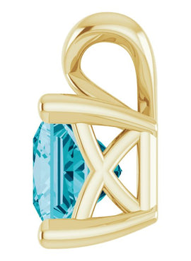 Sterling Silver 5 mm Round Natural London Blue Topaz Pendant