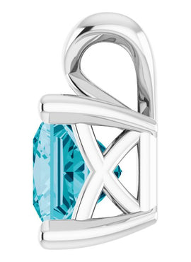Sterling Silver 5 mm Round Natural London Blue Topaz Pendant