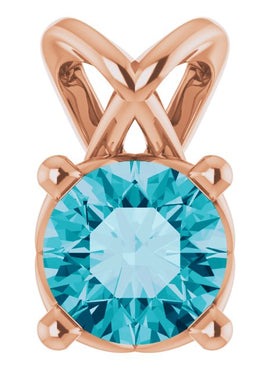 Sterling Silver 5 mm Round Natural London Blue Topaz Pendant