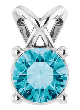 Sterling Silver 5 mm Round Natural London Blue Topaz Pendant