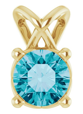 Sterling Silver 5 mm Round Natural London Blue Topaz Pendant