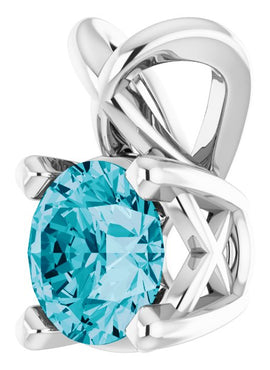 Sterling Silver 5 mm Round Natural London Blue Topaz Pendant