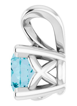 Sterling Silver 5 mm Round Natural London Blue Topaz Pendant