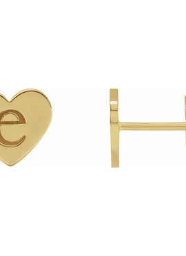 14K White Gold 8 mm Engravable Heart Earrings