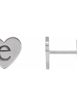 14K White Gold 8 mm Engravable Heart Earrings