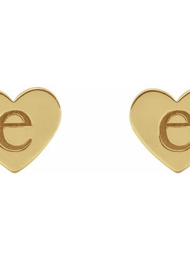 14K White Gold 8 mm Engravable Heart Earrings
